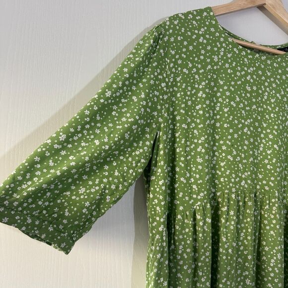 Nobody's Child Maternity Green Ditsy Floral Print Rachel Midi Dress‎ Sz 12 Large - Picture 5 of 9